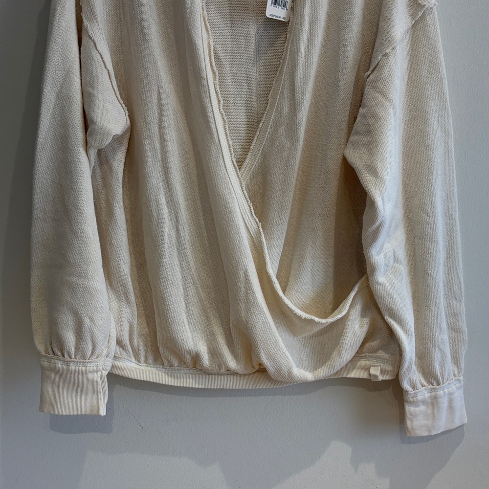 We The Free Cream Wrap V-Neck Sweater - Picture 3 of 4